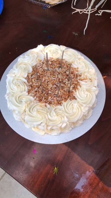 Coconut cake with vanilla buttercream and toasted coconut 