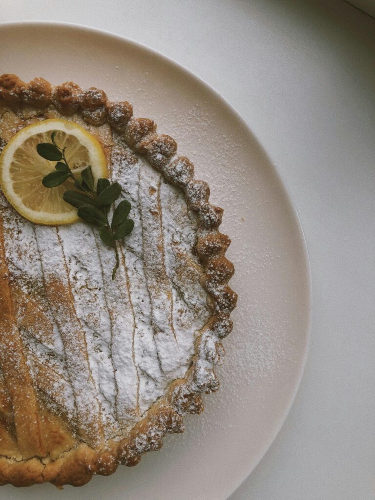 lemon curd tart on a plate